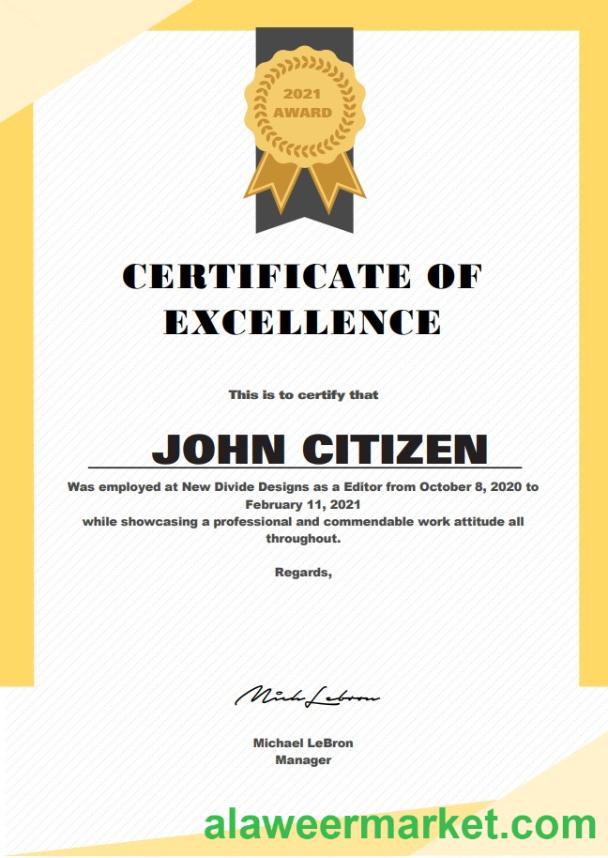 USA Excellence Cert